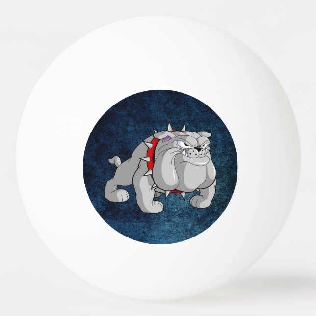 BULLDOG GRÅTT TECKNAD PING PONG BOLL (Baksidan)