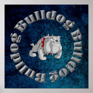 BULLDOG GRÅTT TECKNAD POSTER