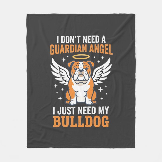 Bulldog Guardian Angel Hund Fleecefilt (Framsidan)