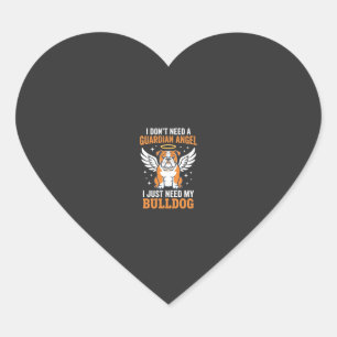 Bulldog Guardian Angel Hund Hjärtformat Klistermärke