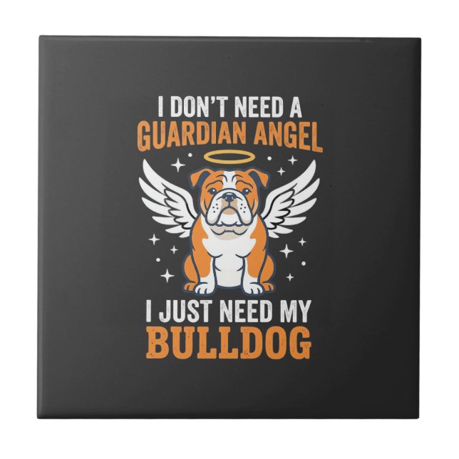 Bulldog Guardian Angel Hund Kakelplatta (Framsidan)