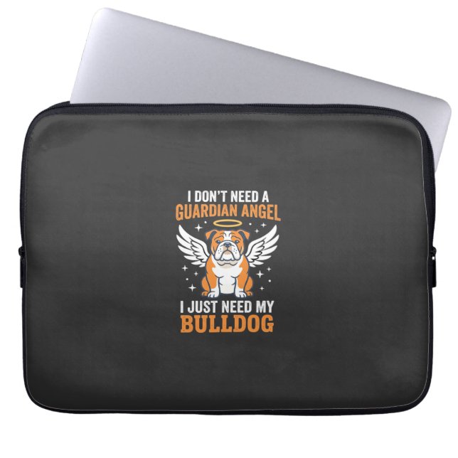 Bulldog Guardian Angel Hund Laptop Fodral (Framsidan)