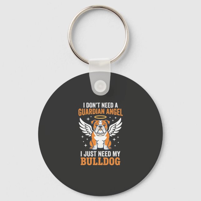 Bulldog Guardian Angel Hund Nyckelring (Framsida)
