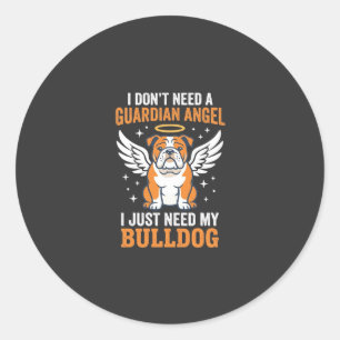 Bulldog Guardian Angel Hund Runt Klistermärke