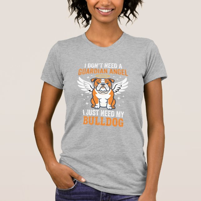 Bulldog Guardian Angel Hund T Shirt (Framsida)