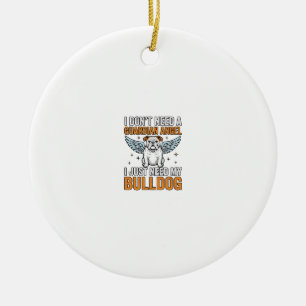 Bulldog Guardian Angel Vintage Tröja För Hundälska Julgransprydnad Keramik