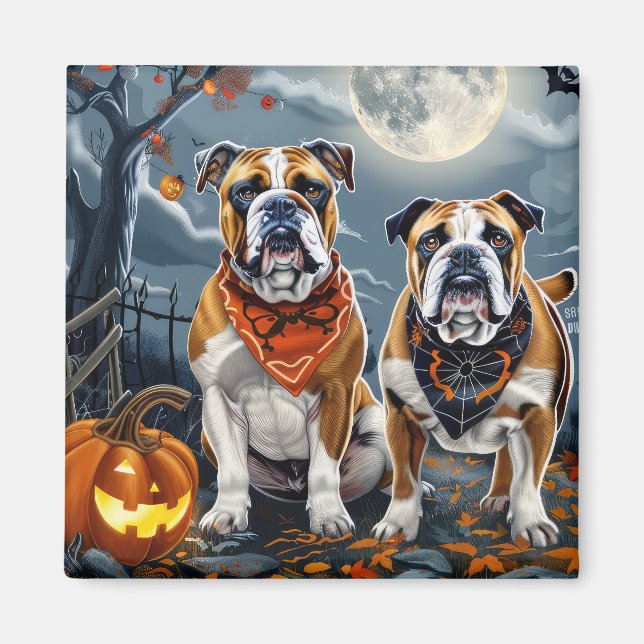 Bulldog Halloween Kuslig Magnet (Framsidan)