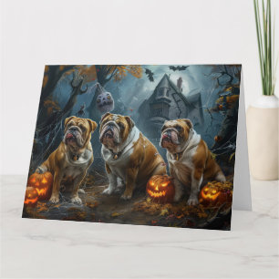 Bulldog Halloween Natt Hund Delight Kort