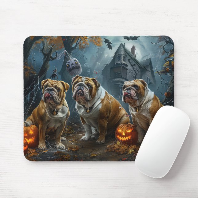 Bulldog Halloween Natt Hund Delight Musmatta (Med mus)