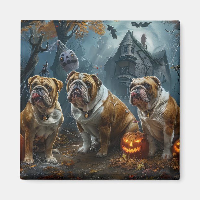 Bulldog Halloween Night Doggy Delight Magnet (Framsidan)