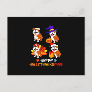 Bulldog Halloween och God Jul Glad Hallot Helg Vykort