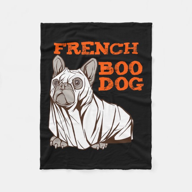 Bulldog Halloween Roligt Halloween Costume Boo Hun Fleecefilt (Framsidan)