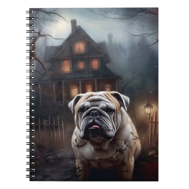 Bulldog Halloween Scary Anteckningsbok (Framsidan)