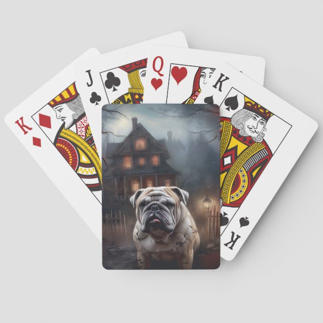Bulldog Halloween Scary Casinokort (Baksidan)