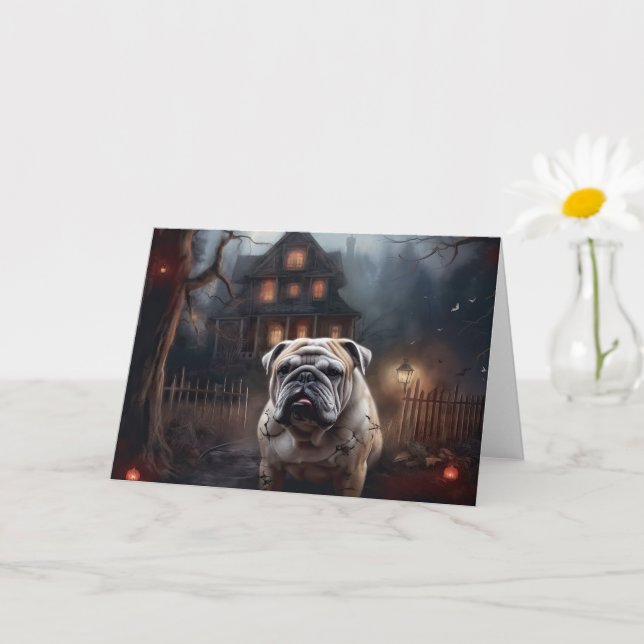 Bulldog Halloween Scary Kort (Liten växt)