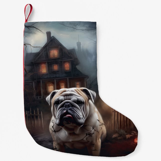 Bulldog Halloween Scary Liten Julstrumpa (Framsidan)
