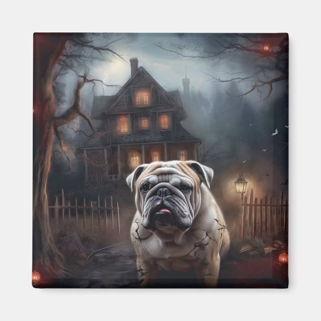 Bulldog Halloween Scary Magnet (Framsidan)