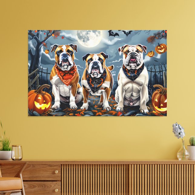 Bulldog Halloween Spooky Canvastryck (Insitu (Vardagsrum))