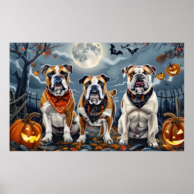 Bulldog Halloween Spooky Poster (Framsidan)
