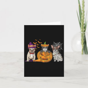 Bulldog Halloween Witch Mummy Pumpkin Roligt Hund Kort