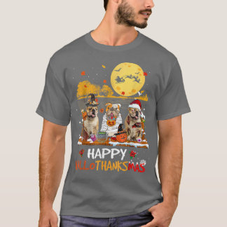 Bulldog Happy Hallothanksmas Halloween Thanksgivin T Shirt