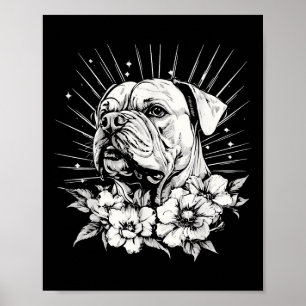 Bulldog Hund älskare Retro Stil Tattoo Poster