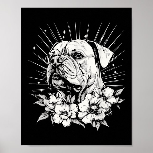Bulldog Hund älskare Retro Stil Tattoo Poster (Framsidan)