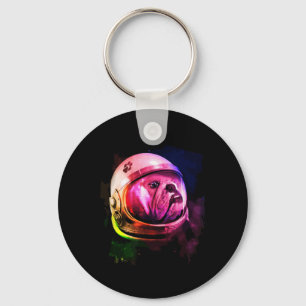 Bulldog Hund Astronaut Spacemen Nyckelring