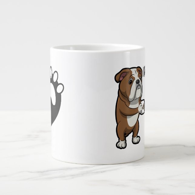 Bulldog Hund aveln och kaffe på morgonen Jumbo Mugg (Framsidan)