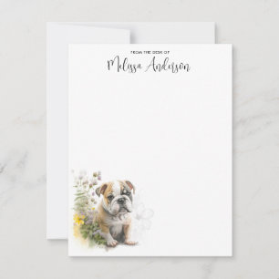 Bulldog Hund Cute Puppy Watercolor Personlig Anteckningskort