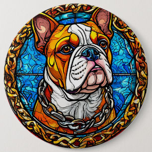 Bulldog Hund För Katter Och Hundägare Present Knapp