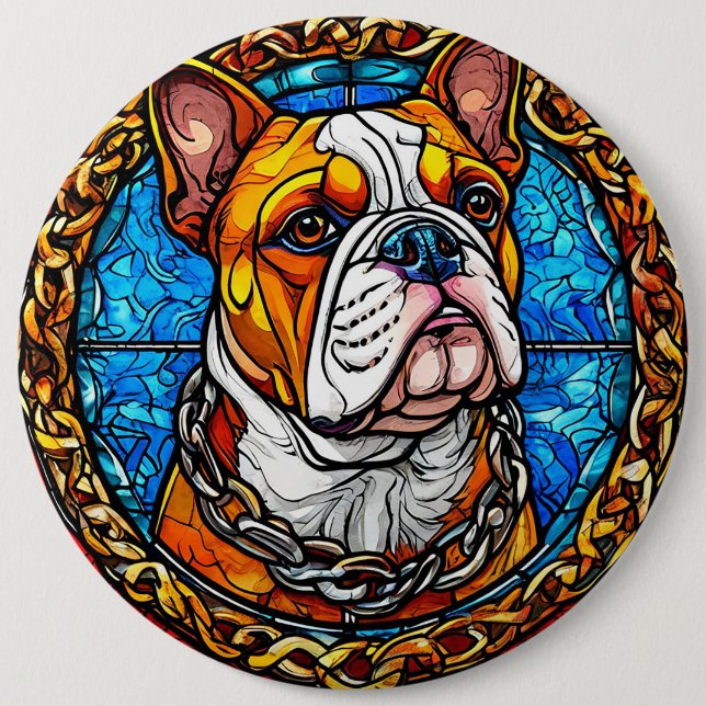 Bulldog Hund För Katter Och Hundägare Present Knapp (Framsida)
