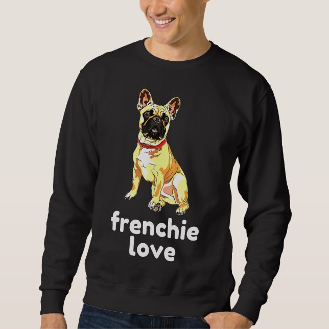Bulldog Hund Frenchy Lång Ärmad Tröja (Framsida)