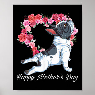 Bulldog Hund Heart Blommigt Lycklig Mors dag, gåvo Poster