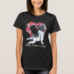 Bulldog Hund Heart Blommigt Lycklig Mors dag, gåvo T Shirt