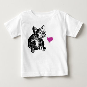 Bulldog Hund Heart Teckning Småbarn Pullover Hoodi Tee