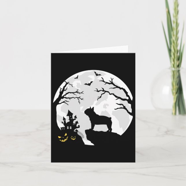 Bulldog Hund i Måne Halloween Costume Manar Wome Kort (Framsida)