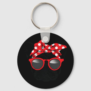 Bulldog Hund Mamma Bandana Sunglasses Mors dag Nyckelring