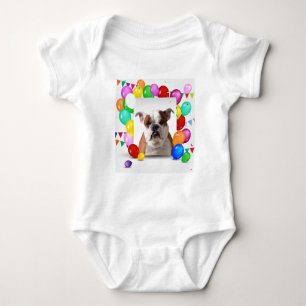 Bulldog Hund med färgglada ballonger Födelsedagste Tee Shirt