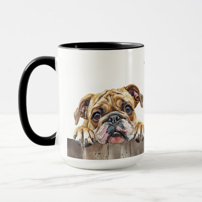 Bulldog Hund Mugg (Vänster)