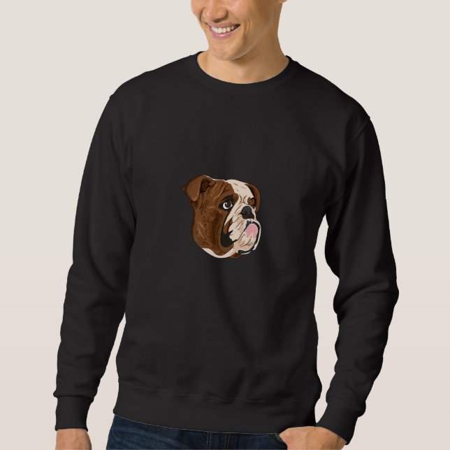 Bulldog Hund Porträtt Lång Ärmad Tröja (Framsida)
