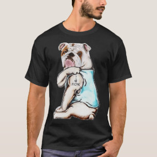 Bulldog Hund Tattoo I Kärlek Mamma Mors dag Älskar T Shirt