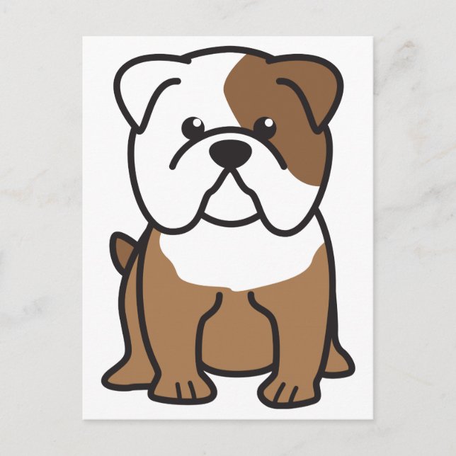 Bulldog Hund Tecknad Vykort (Framsida)