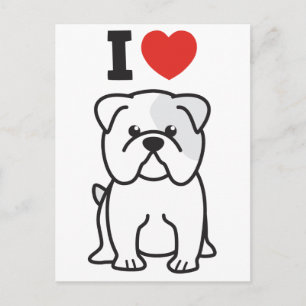 Bulldog Hund Tecknad Vykort