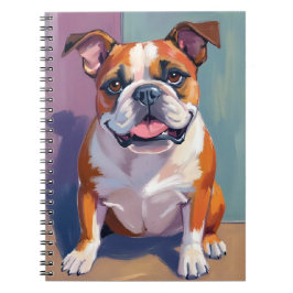 Bulldog Husdjursmålning Whimsical Watercolor Hund Anteckningsbok