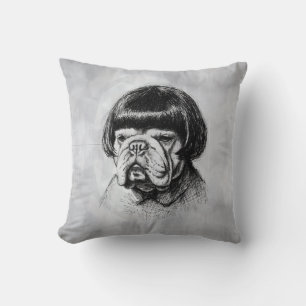 Bulldog I en peruk (stil 1) Fin konst Kudde