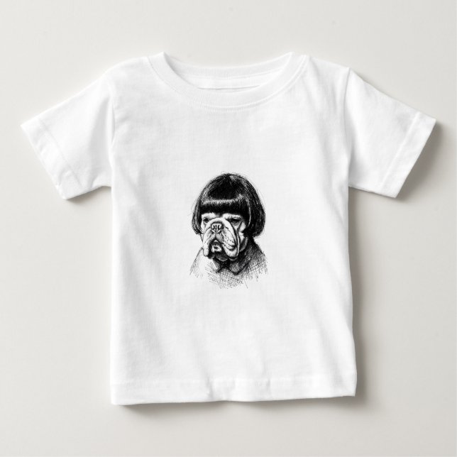 Bulldog I en peruk (stil 1) Fin konst T Shirt (Framsida)