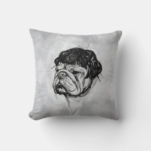 Bulldog I en peruk (stil 7) finkonst Kudde