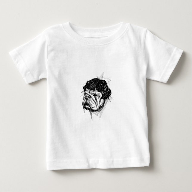 Bulldog I en peruk (stil 7) finkonst T Shirt (Framsida)