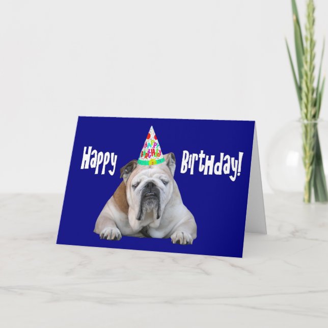 Bulldog i ett födelsedagskort kort (Framsida)